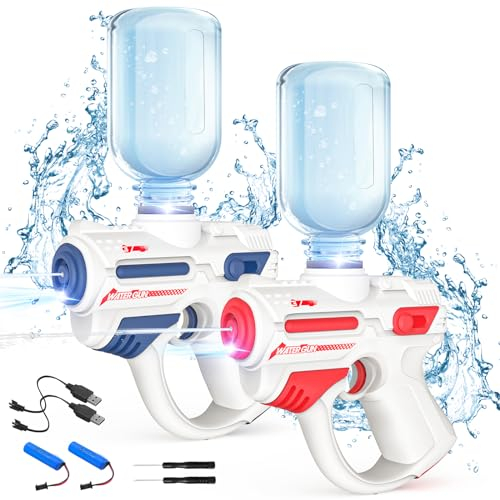 DDULEOG Elektrische Wasserpistole, 2 Stück Automatische Wasserpistole Elektrisch mit Licht, Sommer Spielzeug Wasserpistole für Kinder, Pool Garten Strand Party für Jungen und Mädchen