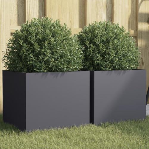 ShGaxin Jardineras 2 uds Acero Laminado en frío Antracita 32x30x29 cm, Huerto Urbano Terraza, Jardineras Exterior, Jardineria Maceteros, Mesa De Cultivo, Huerto En Casa - 841540