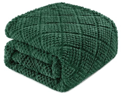 Whale Flotilla Coperta Plaid in Pile di Microfibra, Coperta Morbida, Calda e Soffice per Letto Singolo e Matrimoniale, Copridivano Leggera per Ogni Stagione, 130 x 150 cm, Verde Scuro