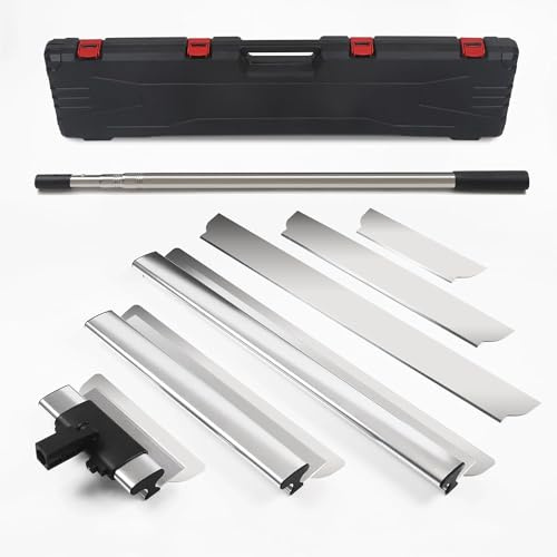 NEWFUN Kit Spatole Professionali per Lisciatura, Spatola (300mm+500mm+800mm), lama in acciaio inox e alloggiamento in alluminio, compresa la lama di ricambio e l'asta di prolunga