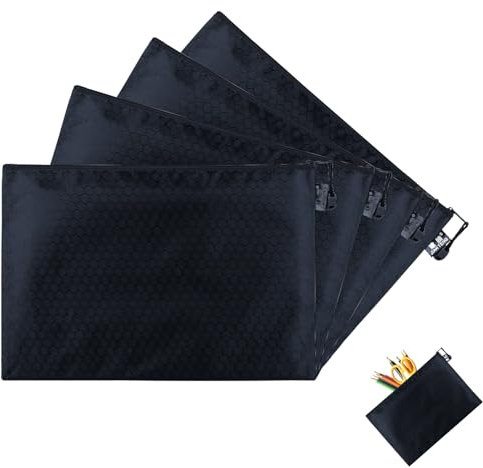 4 Stück Geldtasche,Geldtaschen Banktasche a5,geldmappe,geld aufbewahrung,bargeld aufbewahrung,Bankmappe Groß Mit Reißverschluss,Bargeld Tasche dokumententasche für Business/Haushalt/Schule(Schwarz)