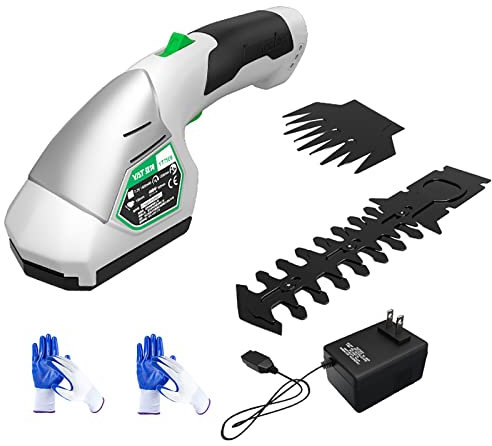 Tijeras de césped y cortasetos 2 en 1 con batería de iones de litio recargable de 7,2 V y 1500 mAh, tijeras para bordes y arbustos, 2 cuchillas intercambiables, ligeras, cortadoras de bordes para ja