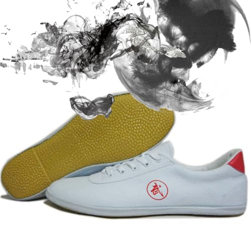 Traspirante Antiscivolo Sport Palestra Sneaker Uomo Donna Scarpe da Karate Kung Fu Tai Chi,Tai Chi Wu Shu Kung Fu Scarpe Unisex,Tai Chi Wu Shu Kung Fu Scarpe,(Size:44EU,Color:Bianco)