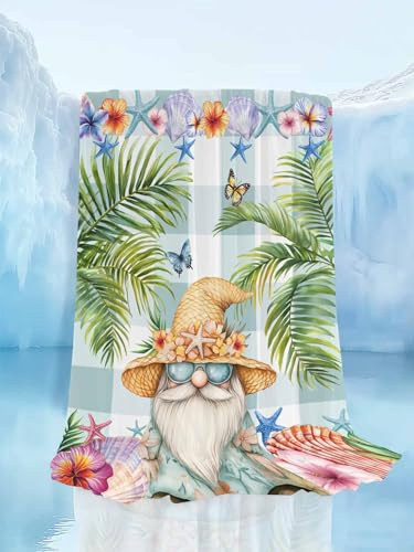 Cooling Blankets for Hot Sleepers Summer Palm Tree Gnomes Lightweight Summer Throw, Dwarf Shell on Green Plaid Soft Blanket with Cold Effect for Couch Sofa Bed Office,60x80in