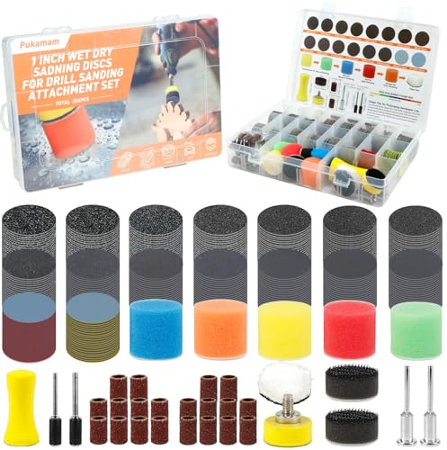 354 Pièces Disque Abrasif 25mm Disques a Poncer 60-10000 Grain Papier Abrasif à l'eau et à sec Disque Poncage pour Dremel, Disque Ponceuse Bois, Métal, Résine