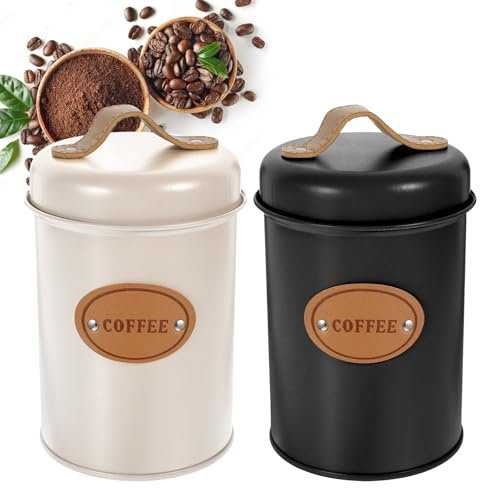 Boite a Cafe Hermetique, Lot de 2 Boite à Café en Verre 1100ml, 1700ml, Pot à Café Hermétique avec Valve Unidirectionnelle, Vacuum Coffee Canister pour Grains de Café, Thé, Cacao, Aliments Secs