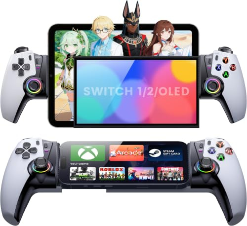HASACOOL Handy Controller Bluetooth für iPhone/Android mit Hall-Effekt Joysticks/Hall Trigger, 1000mAh Akku Smartphone Controller Kompatibel mit Switch 2/Xbox Cloud/Steam Link/MFi Apple Arcade