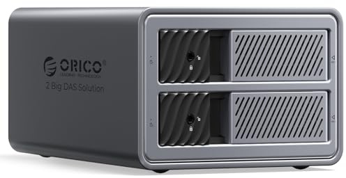 ORICO Aluminium RAID Festplatten Gehäuse für 2 Festplatten, USB 3.0 HDD Dockingstation für 3,5 Zoll HDD bis zu 2X 22TB, Unterstützt RAID 0/1 (9828RU3)