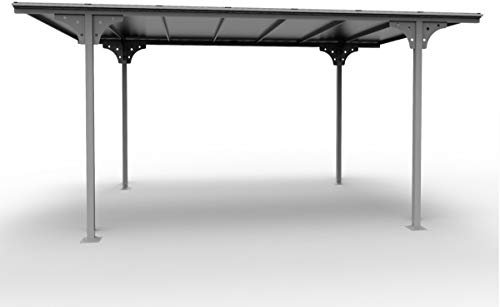 Carport en Aluminium Toit Plat pour 1 Voiture, 14.70m2, Gris Anthracite