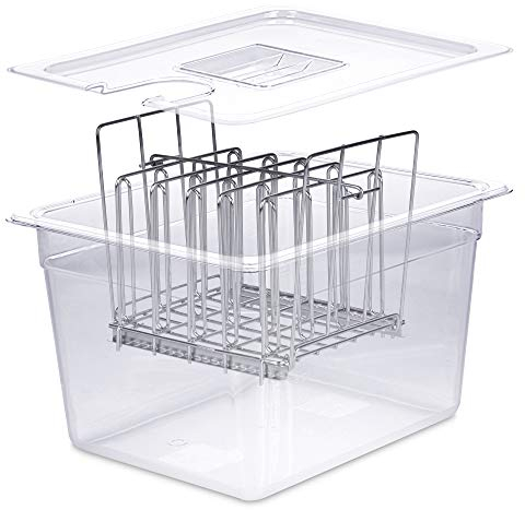 Väeske Sous Vide Accessories (12 Quarts, Rack) | Fits Most Sous Vide Cookers | Transparent Polycarbonate & Stainless Steel Rack