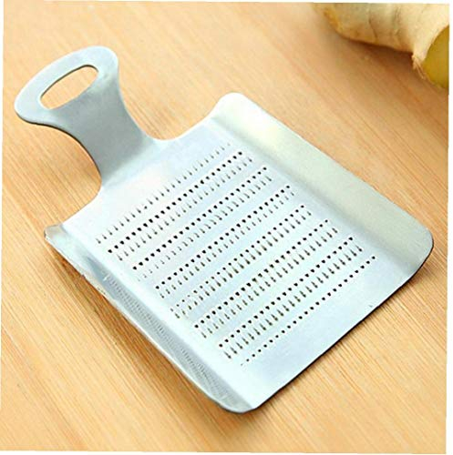 AMOYER 1pc Practical Kitchen Ginger Wasabi Silver Stainless Steel 11.1X7.1cm Easy To Clean Durable Safety Garlic Grater Kitchen Tools