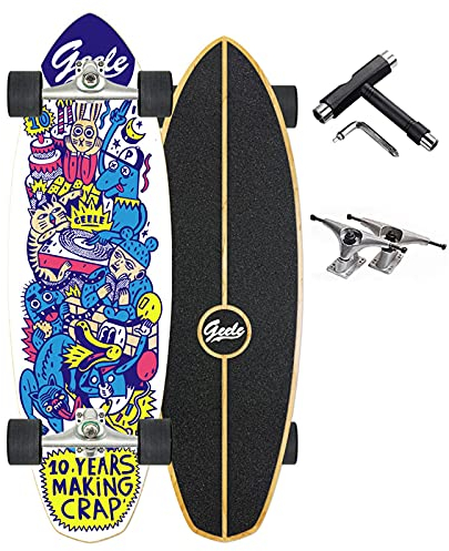 Skateboard Cruiser Longboard Komplettboard mit High-Speed ABEC-11 Kugellagern, Drop Through Freeride Skate Cruiser Boards Longboard Special Edition Komplettboard inkl. T-Tool Skaten Cruiser Boards,C