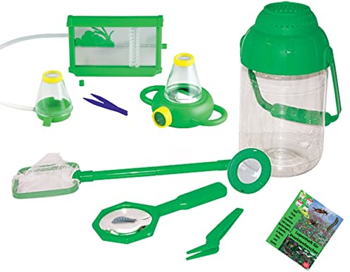 Outdoor Naturbeobachtung Set 5L Lupeneimer mit Kescher, Pinzette, Ameisenstadt, 2-Wege Betrachter und Lupenheft