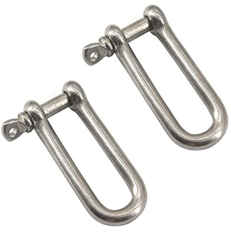 M10 Long D Ring Shackle 304 Stainless Steel Anchor Shackle With Screw Pin For Material Handling,Rigging Accessories,Connecting Chains and Ropes (Pack of 2)