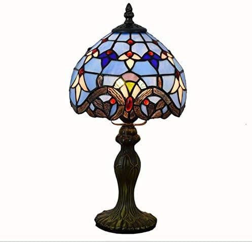 GAUUA Blue Baroque Tiffany Style Table Lamp 8 Inch Colored Glass Lamp Tade Decorations Desk Bat Lamp For Bedrooms Reading Reading Lamp