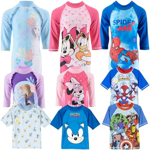 Characters Cartoons Bébé Fille - Maillot de bain Combinaison Protection Soleil Anti UV T-shirt ou Combinaison - Mer Piscine - Été, Minnie Combinaison complète 1912 fuchsia, 4 ans