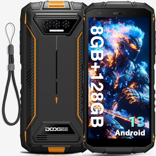 DOOGEE S41 Plus Outdoor Handy Ohne Vertrag 8GB+128GB(1TB Erweiterbar) Android Outdoor Smartphone 6300mAh Octa Core 5.5 HD+ Display 13MP+8MP Baustellenhandy 4G Dual SIM IP68/GPS/NFC/OTG/Face ID