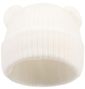 imKutie Baby Beanie Hat, Cute Infant Boys Girls Warm Winter Autumn Knitted Hat for 6-24 Months White