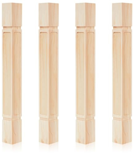 Threehoney 4 Pcs Wooden Farmhouse Table Legs, 35.5 x3.5'', Raised Panel