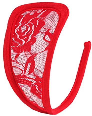 OSNIYAW Ropa interior de encaje para mujer, tanga invisible, tanga hueca sólida, tanga c string lenceria ropa interior, rojo, Talla única
