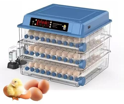 JBKNAN Incubatrice for Uova con Rotazione Automatica delle Uova E Rilevamento Dell'umidità,Doppia Alimentazione,Candela Integrata E Aggiunta Automatica di Acqua for Polli,Anatre,Oche(98 Eggs)
