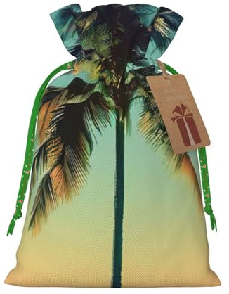 Bolsas de regalo con cordón de Navidad con estampado de palmera, saco festivo de Navidad, fiesta de cumpleaños, embalaje de regalo
