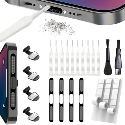 4 st USB-C dammskydd, med laddningsuttag skydd USB C-skyddskåpa och högtalare dammskydd och rengöringslera, för iPhone 17/16/15-serierna och laddningsuttag för bärbar dator skydd tillbehör (svart)