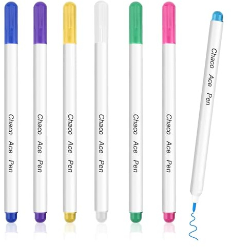 Tuwonwa Set de 7 Marcadores para Tela, Tiza para Sastre, Auto-borrable y Soluble en Agua, Marcadores de Tela para Costura, Accesorios de Costura, para Tela y Manualidades