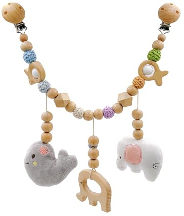 Ueiwffzo Chaîne de poussette pour bébé - Éléphant arc-en-ciel - Pendentif pour poussette - Jouet à suspendre pour bébé garçon et fille (éléphants)