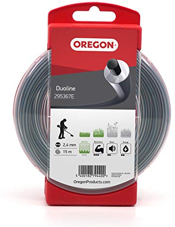 Oregon 295367E Duoline Mähfaden mit rundem Querschnitt, 2,4 mm, 15 Meter-Spule