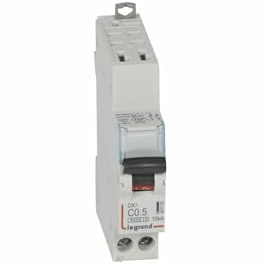 407705 Disjoncteur unipolaire + neutre 0,5A - 1P+N Courbe C - 6/10kA - Automatique et vis - Legrand DX3