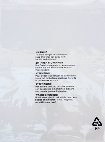 Sacchetti di plastica trasparente autosigillanti, in polipropilene orientato, confezione da 200 pezzi, avvertenza anti soffocamento in 5 lingue 6.5 x 9 (165 x 228mm)