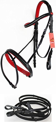 Horse English Padded Leather Jumping Adjustable Bridle Full 803460RDF