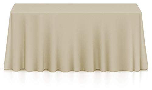 Lann's Linens 90 x 156 Inch Rectangular Tablecloth, Washable Polyester Fabric Table Cloth for Dining Tables, Parties, Restaurants, Weddings - Beige