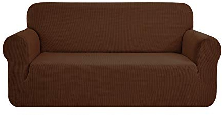 SAMSTEX Stylish Sofa Cover Stretch 1-Piece Sofa Slipcovers High Stretch Sofa Covers 3 Seater Thick Soft Sofa Protector Machine Washable Non Slip Couch Covers (3 Seater, Brown)