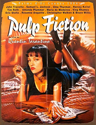 BCTS Affiche de film Pulp Fiction de 20,3 x 30,5 cm - Style vintage - Plaque murale publicitaire en métal - Affiche décorative - SP#174