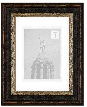 Barock-Bilderrahmen Heloise Schwarz Silber 10 x 15 cm Kunststoffglas klar 2mm Antik gescheckt Vintage