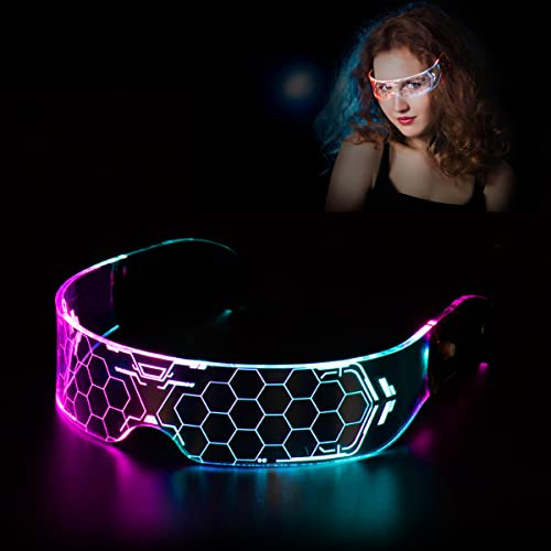 RosyFate Bunte Leuchtbrille, Led Brille Party, Led Leuchtende Brille, Blinkende Brille, Multi-Effekte Wie Buntes Dauerlicht, Farbwechselndes Blinken, Burst-Blinken Usw