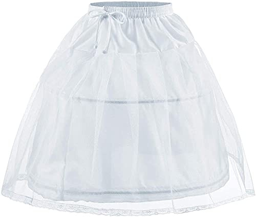 Aibaowedding Flower Girls Petticoat with 2 Hoops Full Slip Elastic Child's Crinoline Underskirt (White,2-3Y)