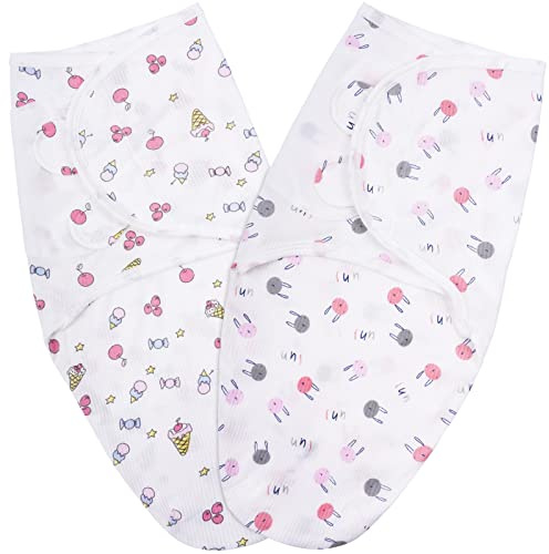 Vicloon linda filt 0-3 månader, paket med 2 Swaddle Filtar av 100% ekologisk bomull, säkerhet, universal justerbar linda för spädbarn, bebisar, nyfödda, röd + rosa