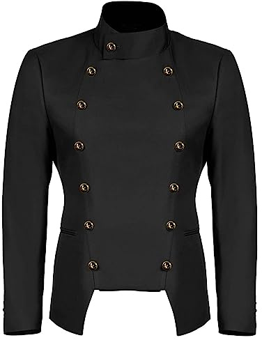 Beokeuioe Blazer para hombre gótico victoriano de manga larga, estilo príncipe, esmoquin, steampunk, frac, abrigo, carnaval, disfraz, cosplay, Halloween, vestimenta, ropa formal, Navidad, uniforme