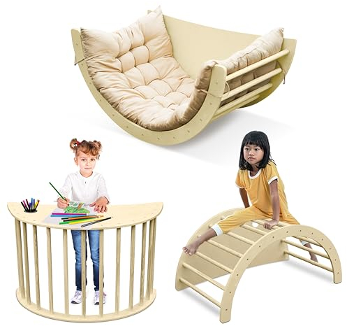 Arche Montessori avec Coussin - Parcours de Motricité Bébé et Triangle d'escalade, Certifié CE pour Enfants 1-6 Ans : Module de Motricité pour Le Développement de l'Autonomie