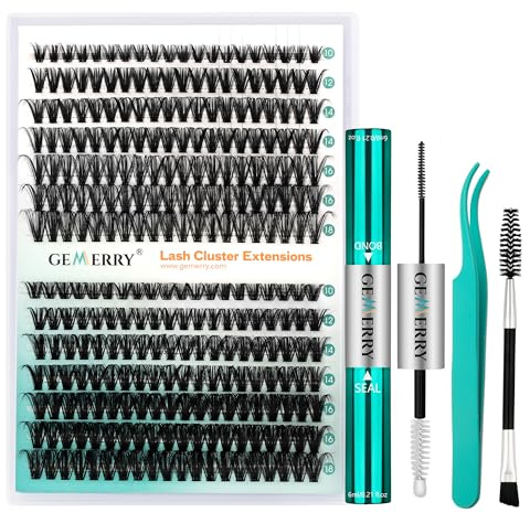GEMERRY Franskluster DIY-förlängningsset, 280 stycken 40D+50D | Franslim & förseglande set för fransförlängning, DIY‑set med franskluster, lim för individuella fransar för hemmabruk