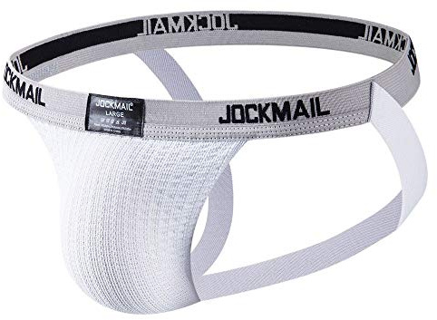 Jockstrap Homme Supporter Athlétique sous-Vêtements Gym Taille Basse Workout Strap Brief String Homme (FR/ES, Alpha/Lettres, L, Taille Normale, Taille Normale, Blanc)