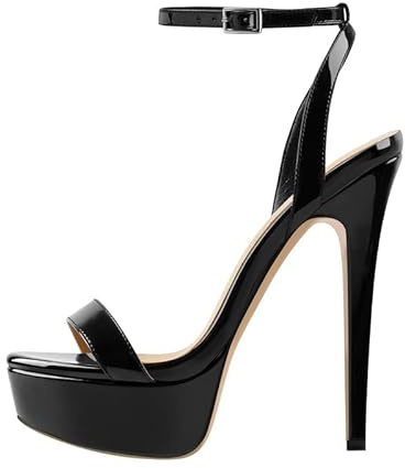 blingqueen Black Heel Gladiator Sandals Strappy Sandals Women's Heeled Sandals Stiletto High Heels Ankle Strappy Heel Platform Sandals with Buckle Heel Sexy Pole Dancing Shoes Platform Heels UK 11