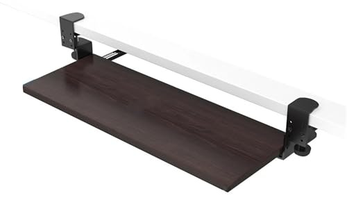 Ensemble de rails de serrage for clavier, support de clavier, plateau de clavier ergonomique sous le bureau, tiroir de clavier marron vintage avec support de serrage en C, tiroir d'ordinateur coulissa