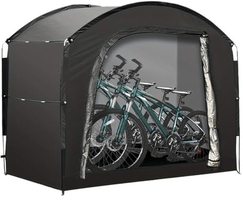 Cykelförvaring, skjul, tält | Cykelöverdrag med 30 % mer toppförvaringsutrymme | klämmor enkel installation utomhus skjul skydd | vattentät | bärbar | 220 x 150 x 185 cm | För motorcykel- eller
