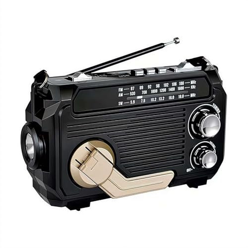 Solcellsladdning handvevradio, bärbar FM/AM/SW överlevnadsradio, nödradio, uppladdningsbara lågeffekt-multikanaler radio Bluetooth 5.2 högtalare musikspelare stöd TF USB