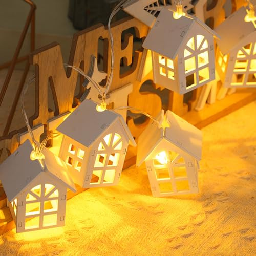 CHENBOOW Cadena de Luces,Decoración Navideña 2M,Luces Decorativas,Luces Navideñas,LED para Interiores,Luminosa Cabaña,Casita Navidad LED,para Navidad,Regalo de Inauguración y Decoración