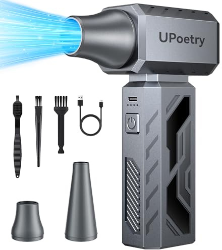 Compressed Air Duster, 130000RPM Electric Air Duster Brushless Motor with Stepless Speed Adjustable, Rechargeable Fast Charging Cordless Mini Air Blower for PC, Keyboard, Car, Home & Outdoor (Grey)